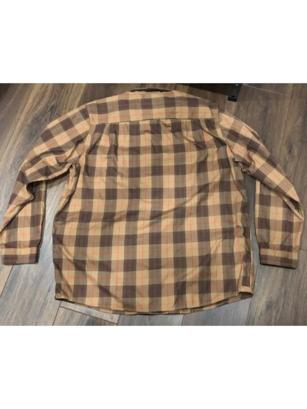THE NORTH FACE - Snap Front Brown Red Plaid Long Sleeve Shirt Mens Sz XL